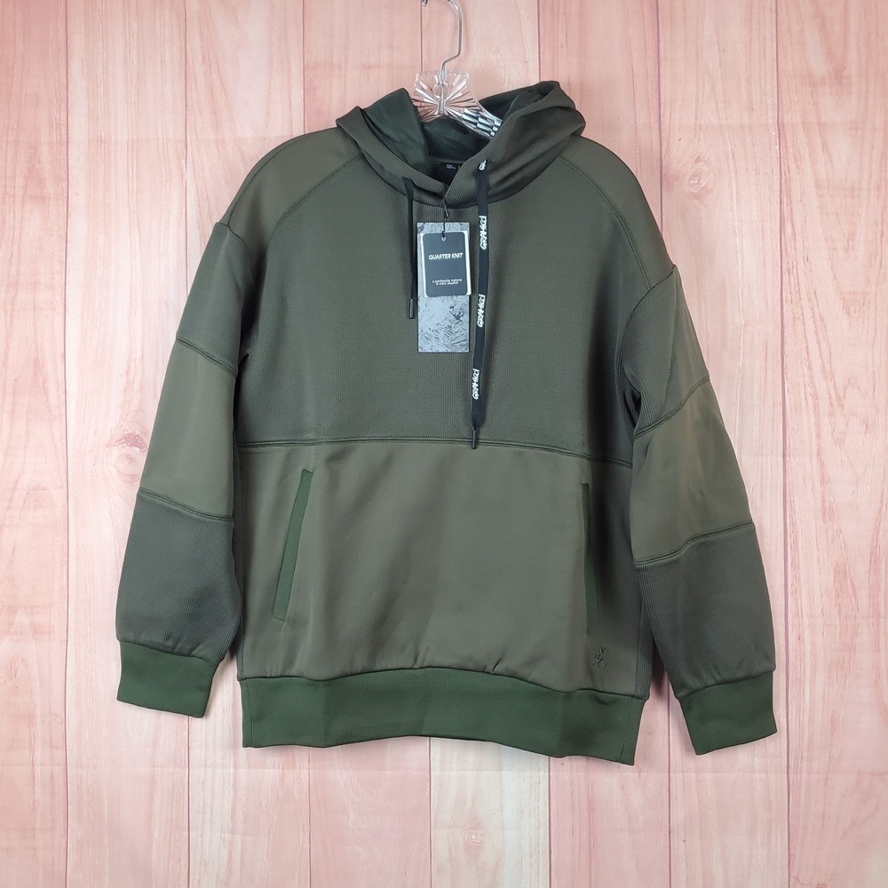 Gramicci Quarter Knit Hoodie XS Green 100%‎ Polyester Drawstring Long Sleeve